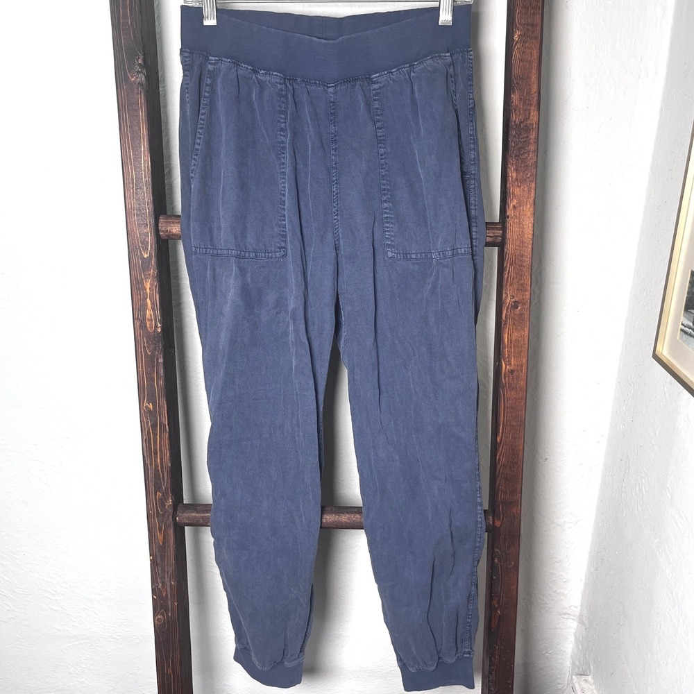 Faherty Arlie Day Joggers Navy Blue Tencel Linen Blend Pants Medium Coastal